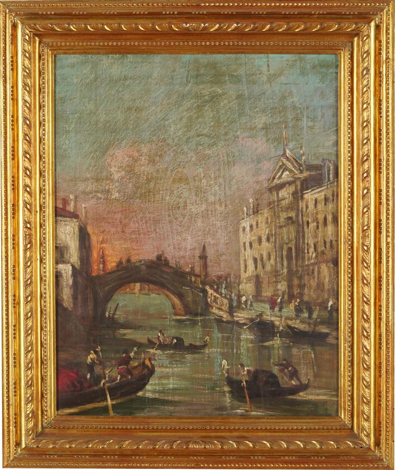 Francesco Guardi, copia del XX secolo olio su tavola  - Asta Pittura del XIX-XX secolo - Cambi Casa d'Aste