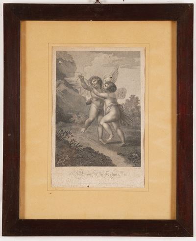 Quattro Antiche Stampe Raffiguranti Amorini