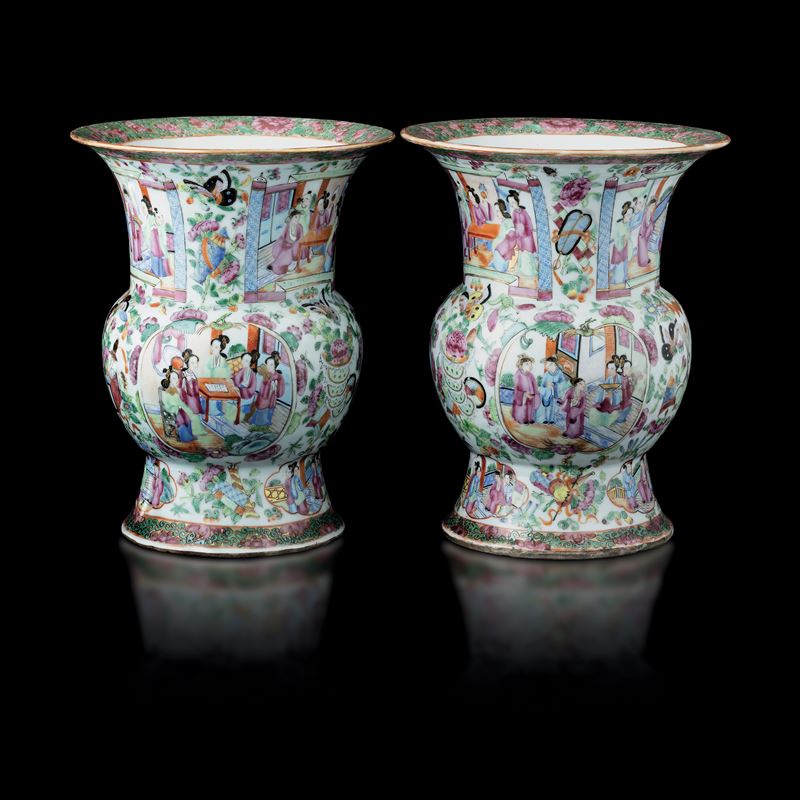 Two porcelain urn vases, China, Canton  - Auction Fine Chinese Works of Art - Cambi Casa d'Aste