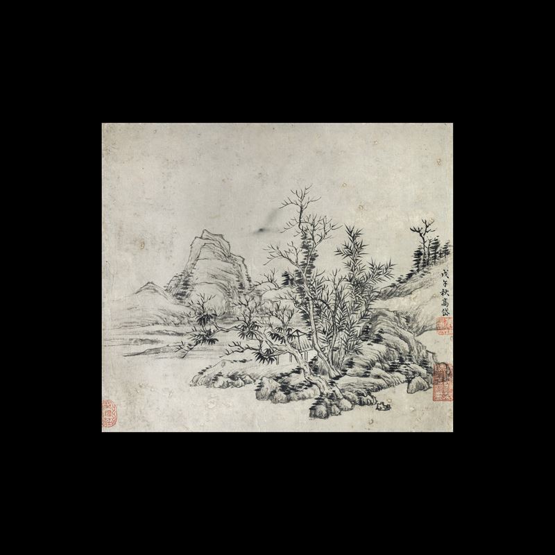 Scroll su carta a decoro di paesaggio e iscrizioni, firmato Gao Dai, Cina, XX secolo  - Asta Fine Chinese Works of Art - Cambi Casa d'Aste