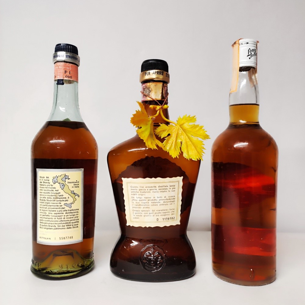 Stock84 Brandy, Grappa Julia, Long John Scotch Whisky