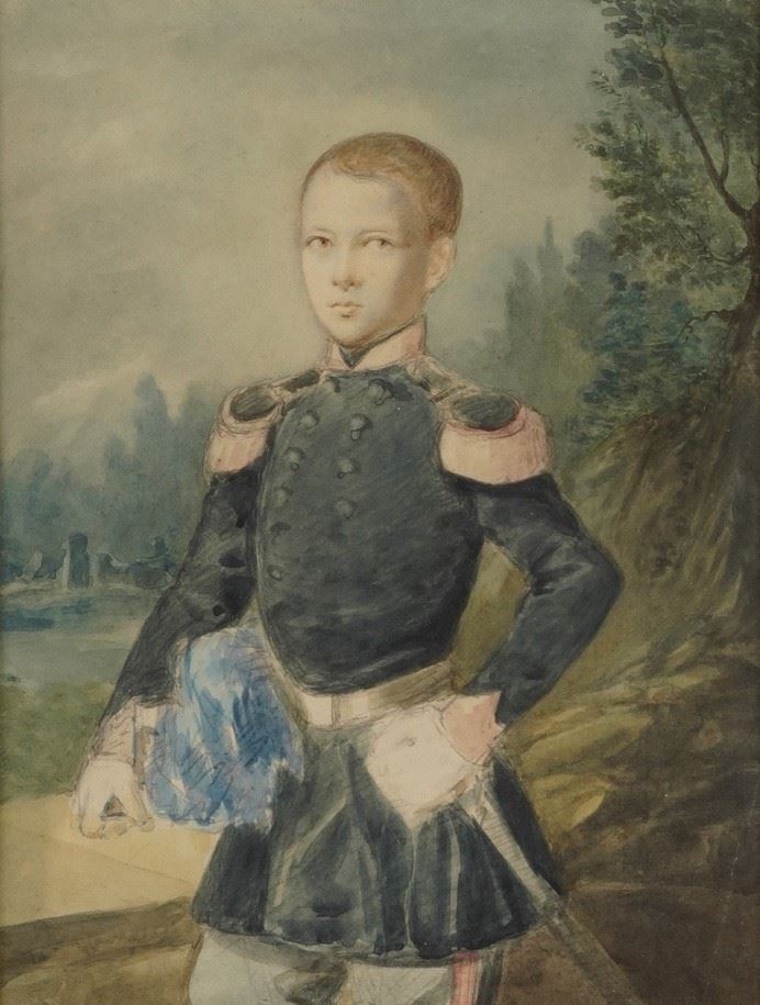 Pittore del XIX-XX secolo Ritratti di giovane in uniforme  - Acquerello - Asta Dipinti del XIX e XX secolo - Cambi Casa d'Aste