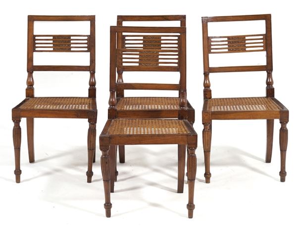 Gruppo di quattro sedie. XVIII-XIX secolo