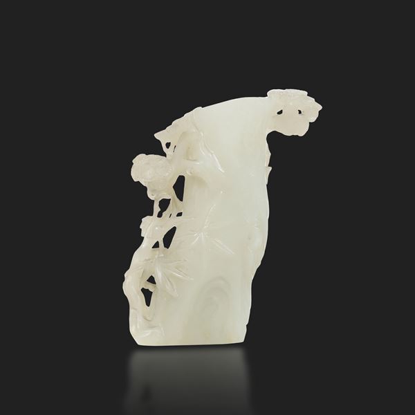 White jade element depicting landscape, China, Qing Dynasty, Qianlong period, 18th century