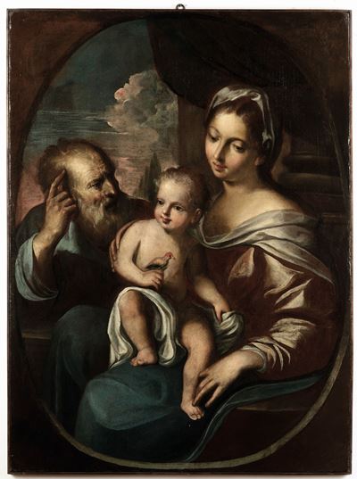 Scuola del XVII secolo, Sacra Famiglia, olio su tela