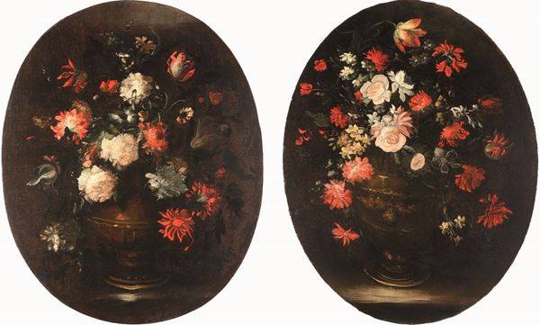 Scuola del XVII secolo Natura morta con vaso di fiori