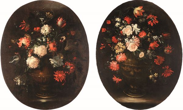Scuola del XVII secolo Natura morta con vaso di fiori