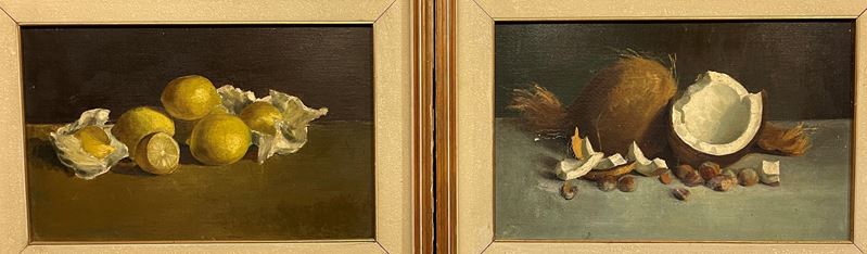 Pittore del XIX secolo Natura morta con limoni Natura morta con noce di cocco  - Auction Painting of the XIX-XX century - Cambi Casa d'Aste