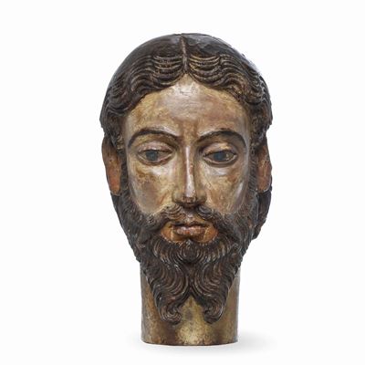 Testa di Cristo. Arte Gotica Spagnola, XIV-XV Secolo