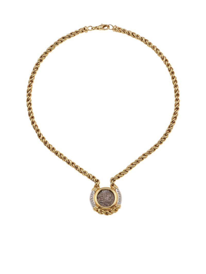 Gold, diamond and coin necklace  - Auction Jewels - Cambi Casa d'Aste