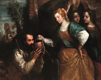 Domenico Fiasella Detto il Sarzana (1589 Sarzana - 1669) e Aiuti (?) Rebecca ed Eliezer
