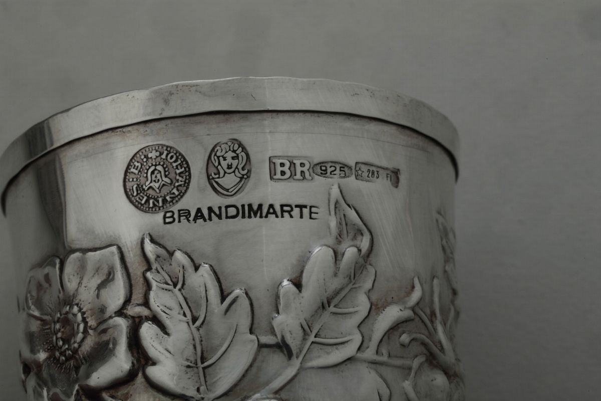 Sei Bicchieri e Vassoio. Argenteria Artistica Fiorentina del XX-XXI Secolo, Argentiere Brandimart...