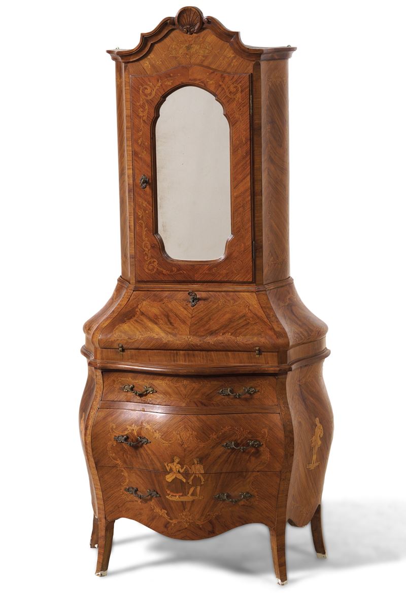 Piccolo Trumeau lastronato ed intarsiato. XX secolo  - Auction Antique - Cambi Casa d'Aste