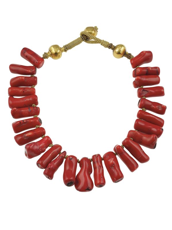 Bamboo coral and wax gold necklace
