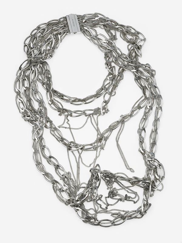 Steel chain necklace. Signed Pianegonda