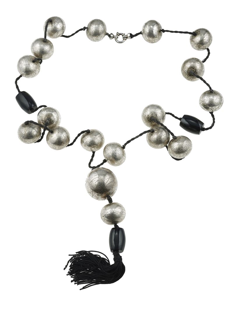 Wax silver and black glass necklace  - Auction Fine Jewels - Cambi Casa d'Aste