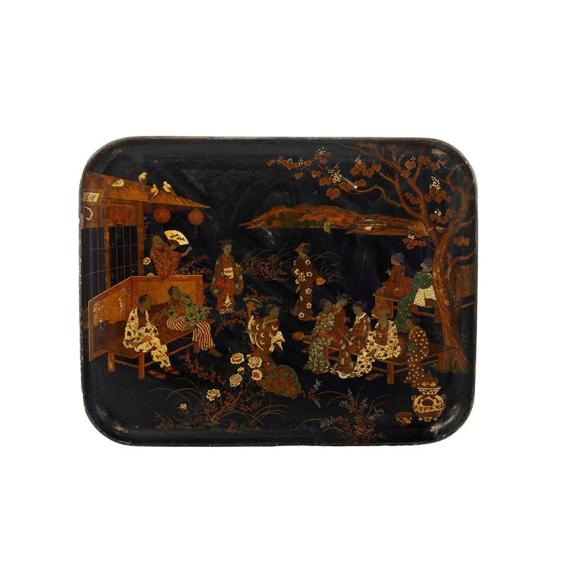 Vassoio a cineserie in legno laccato. Fine del XIX-inizio del XX secolo  - Auction Antiques - Cambi Casa d'Aste