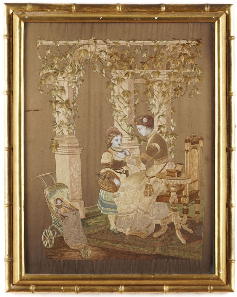 Ricamo in cornice. XIX secolo  - Auction Antique - Cambi Casa d'Aste