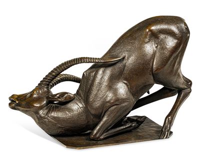 Antilope morente, bronzo fuso e patinato