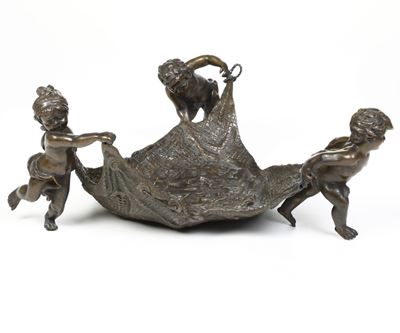Fonditore del XIX-XX Secolo Tre Putti Pescatori