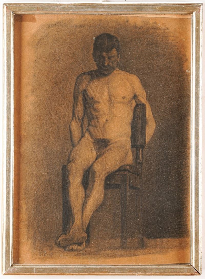 Parma Nudo maschile  - matita su carta - Asta Dipinti del XIX e XX secolo - Cambi Casa d'Aste
