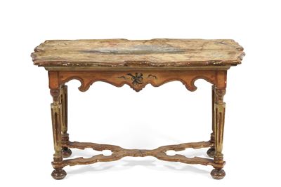 Tavolo in Legno Intagliato e Dipinto. XVIII Secolo