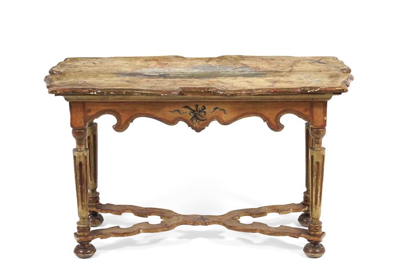 Tavolo in legno intagliato e dipinto. XVIII secolo  - Asta Antiquariato - Cambi Casa d'Aste
