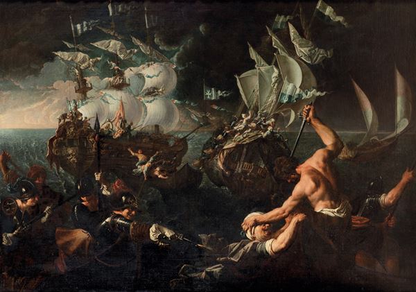 Giovanni Domenico Lombardi dello l&#8217;Omino - Battaglie navali tra Turchi e Cavalieri di Malta