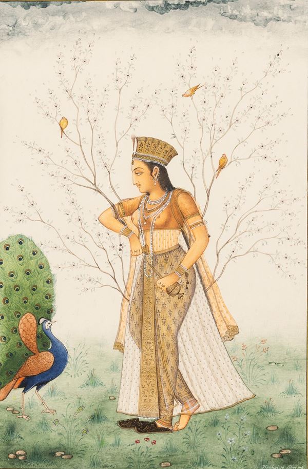 Dipinto su carta raffigurante divinità, India, XIX secolo