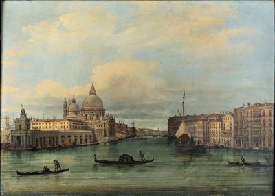 Veduta di Canal Grande con la Chiesa della Salute a Venezia