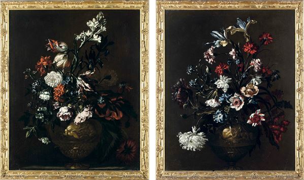 Mario Nuzzi detto Mario dei Fiori - Nature morte con vasi di fiori