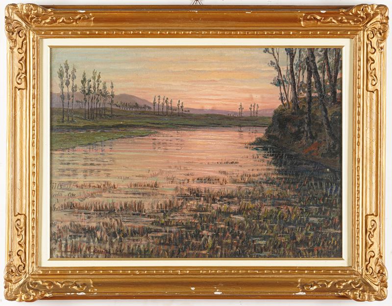 Vittorio Bonatti : Palude  - olio su tela - Auction Paintings of the 19th and 20th centuries - Cambi Casa d'Aste
