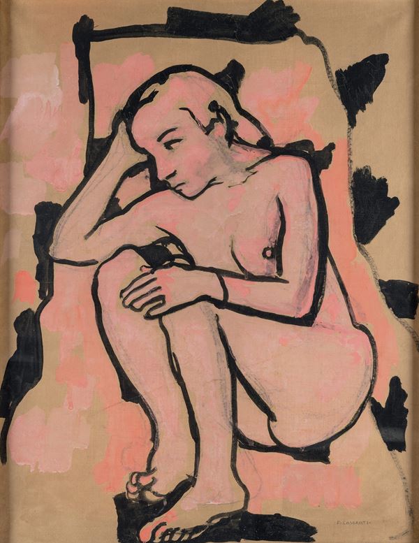 Felice Casorati - Nudo rosa seduto