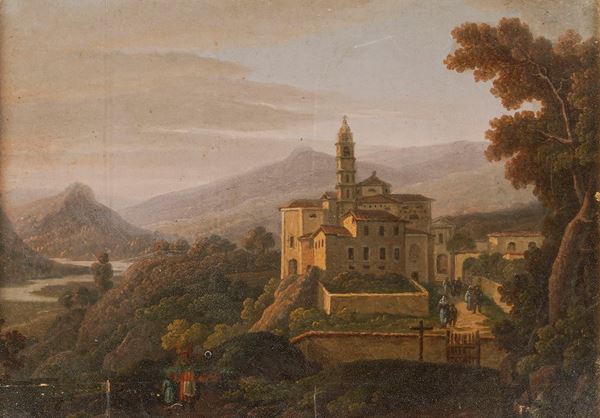 Anonimo del XIX secolo Paesaggio con paesino