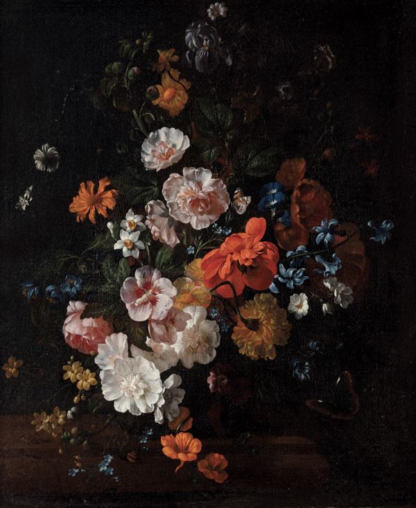 Scuola napoletana del XVII secolo Natura morta con vaso di fiori