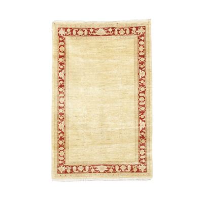 Tappeto del XX secolo, campo beige con bordura bordeaux