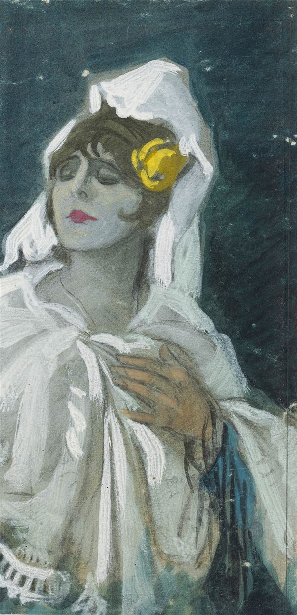 Marcello Dudovich - Senza titolo (Ritratto di ragazza con fiore)