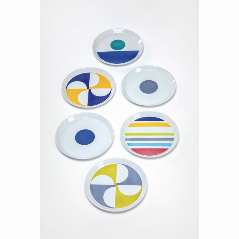 Gio Ponti : Set di sei piatti della serie Fantasia Italiana.  - Auction Fine Design - Cambi Casa d'Aste