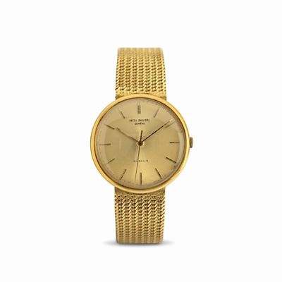 Calatrava Disco Volante Ref 3495 in Oro Giallo 18k, Quadrante Dorato Personalizzato per "gubelin"...
