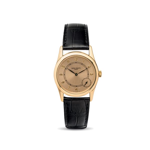 Elegant Calatrava ref 5000 R in 18k pink gold, Salmon dial with applied Arabic numerals and small seconds  [..]