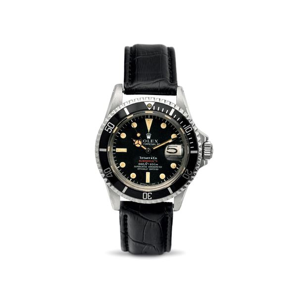 Rolex - Submariner ref 1680 personalised for 'Tiffany', matt black dial with tritium pallets, black metallic rotating bezel accompanied by expertise