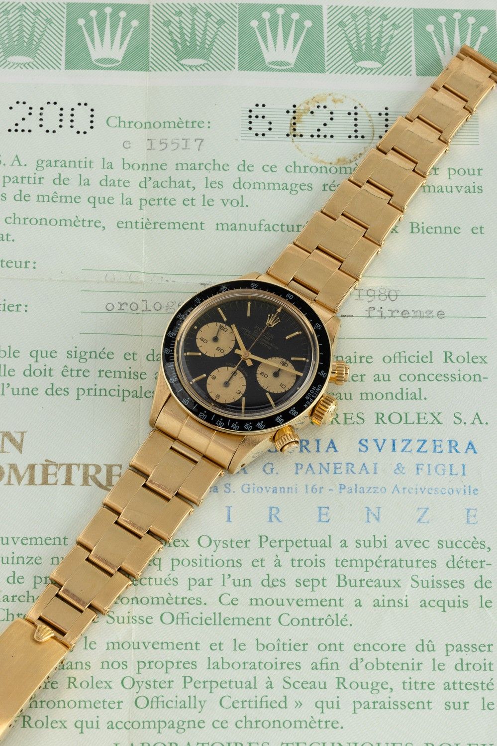 Rolex - Eccezionale Cosmograph Daytona Ref 6263 in Oro Giallo 18k, Quadrante Nero Contatori Champ...