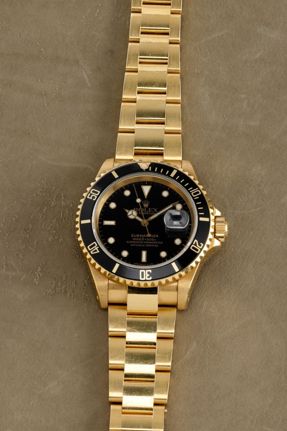 Rolex - Prezioso Submariner 16618 in Oro Giallo 18k Automatico, Bracciale Oyster con Chiusura Fli...