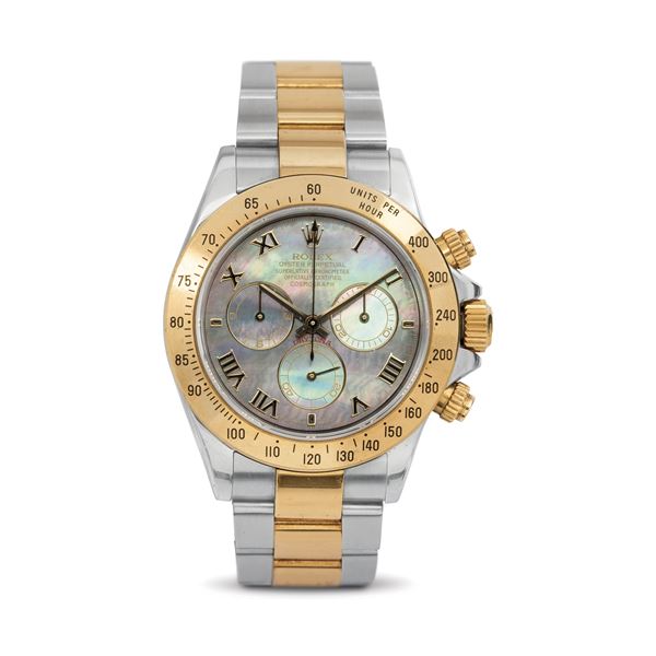 Rolex - Iconic and sought-after Daytona wristwatch ref 116523 automatic in steel and 18k yellow gold with mother-of-pearl dial in excellent condition