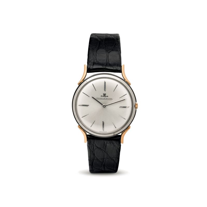 Jaeger-LeCoultre : Classic 18k white and rose gold flat wristwatch with fancy lugs Silver-plated dial with applied hour markers  - Auction Watches - Cambi Casa d'Aste