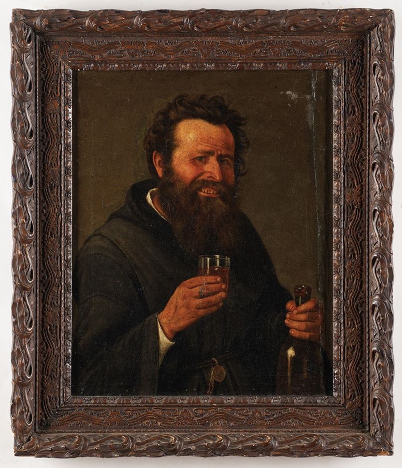 Pittore del XIX secolo Ritratto di frate bevitore  - Auction Antique - Cambi Casa d'Aste