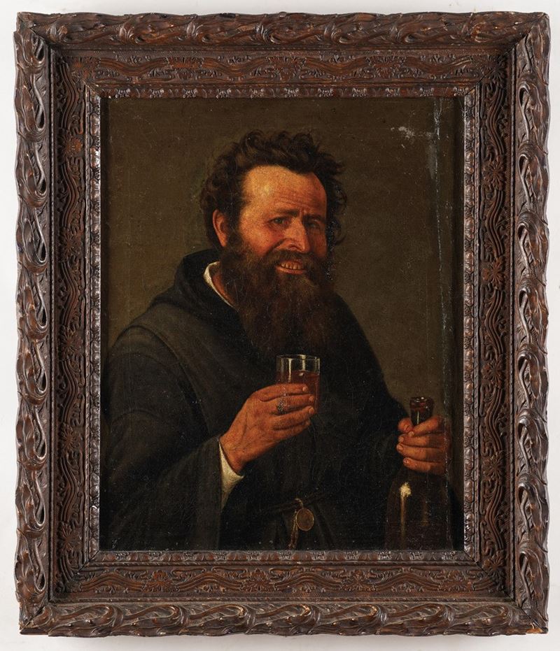 Pittore del XIX secolo Ritratto di frate bevitore  - Asta Antiquariato  - Cambi Casa d'Aste