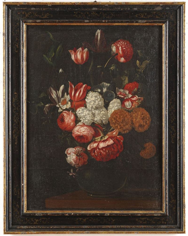 Scuola del XVIII secolo Natura morta con vaso di fiori  - olio su tela - Auction Old Masters - Cambi Casa d'Aste