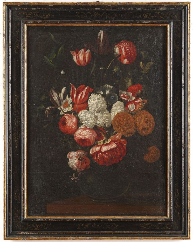 Scuola del XVIII secolo Natura morta con vaso di fiori  - olio su tela - Asta Dipinti Antichi - Cambi Casa d'Aste