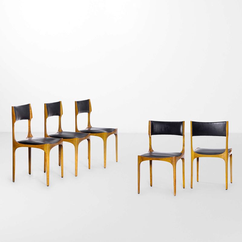Giuseppe Gibelli : Cinque sedie mod. Elisabetta  - Auction Design - Cambi Casa d'Aste